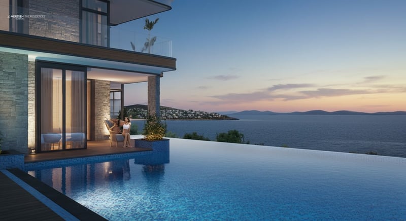 Deniz manzaralı Bodrum residence seçenekleri