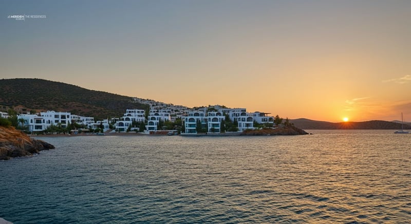 Bodrum coastline with luxury homes and clear blue sea